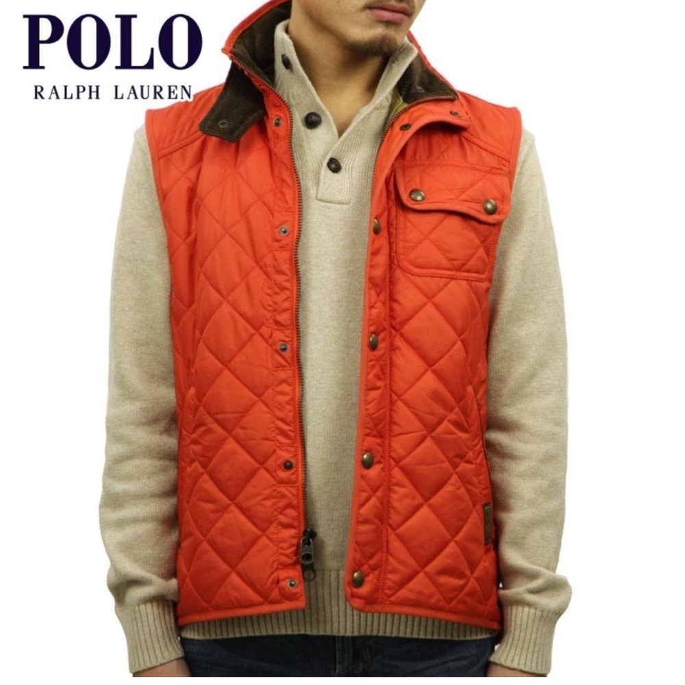 Polo RL Orange Quilted Hunting Vest Small